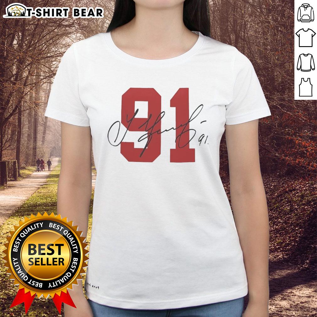 Nice Signature 91 Sergei Fedorov Detroit Red Wings Ladies Tee showcasing a stylish design for female fans.