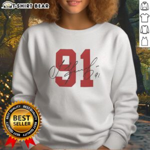 Alt Text: Nice Signature 91 Sergei Fedorov Detroit Red Wings sweatshirt featuring classic team colors and logo.