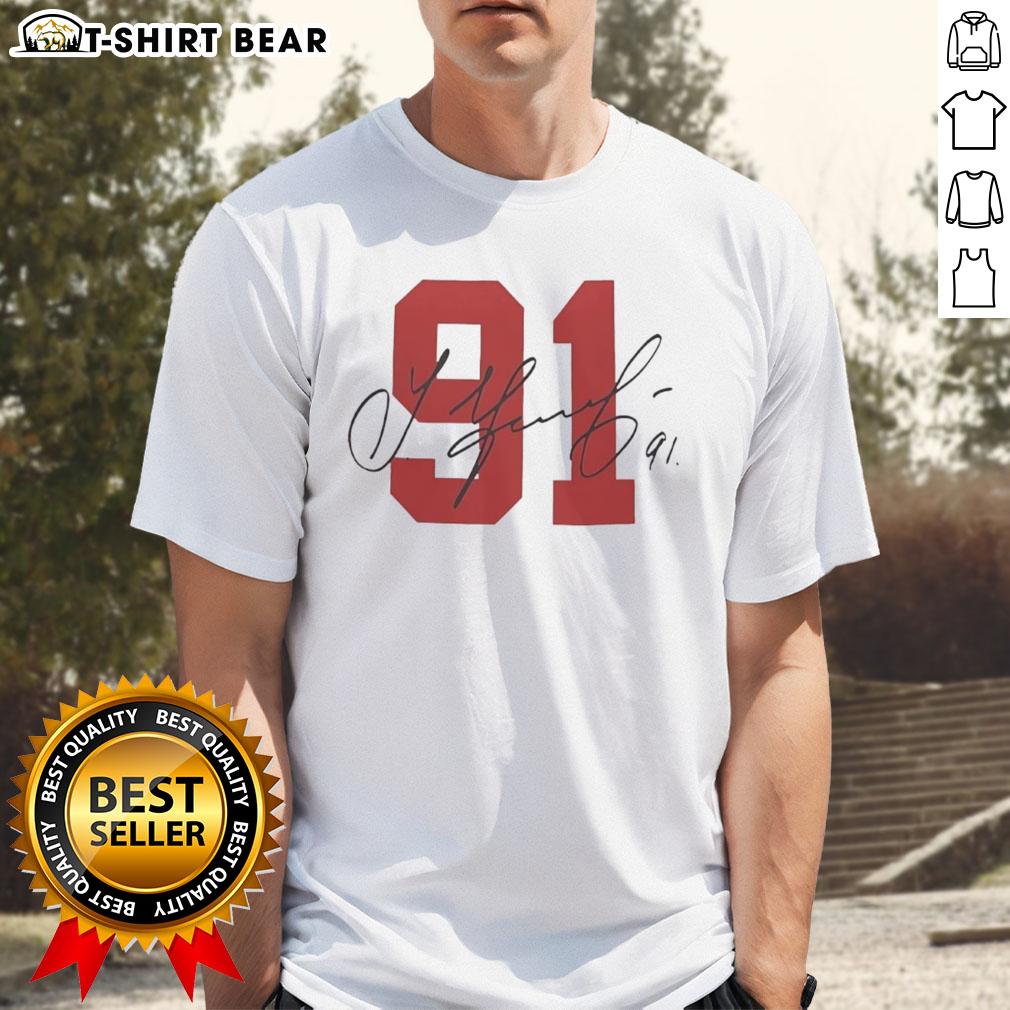 Nice Signature Sergei Fedorov Detroit Red Wings T-Shirt featuring iconic player name and number design in team colors.