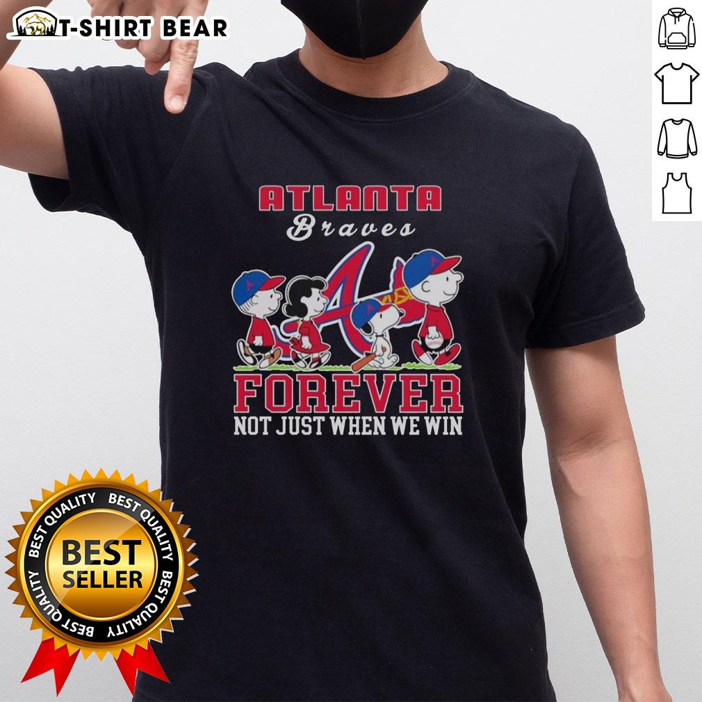 Nice Snoopy Peanuts Atlanta Braves Forever T-Shirt design featuring Snoopy celebrating baseball spirit and loyalty.