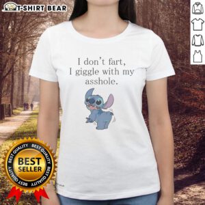 Funny 'I Don't Fart, I Giggle' ladies tee by Nice Stitch, featuring a playful design for humorous fashion lovers.