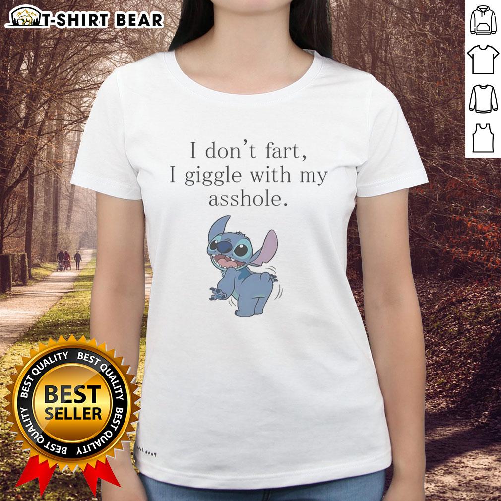 Funny 'I Don't Fart, I Giggle' ladies tee by Nice Stitch, featuring a playful design for humorous fashion lovers.