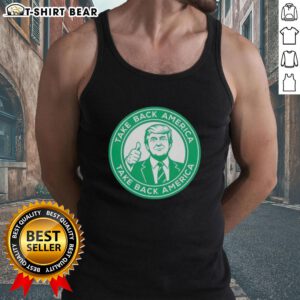 Trump Take Back America tank top featuring bold text and patriotic colors, perfect for rallies and political events.