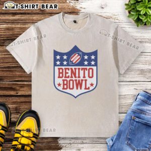 Official Benito Bowl Bad Bunny's washed t-shirt featuring vibrant graphics and stylish design, perfect for fans.