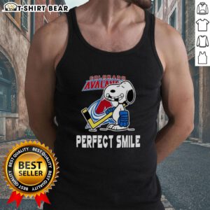 Official Colorado Avalanche Hockey Snoopy Perfect Smile Tank Top featuring vibrant graphics and a comfortable fit.