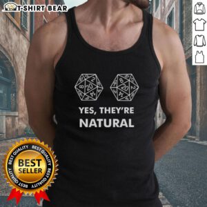 Official D20 Yes They're Natural Tank Top featuring a vibrant dice design, perfect for tabletop gaming enthusiasts.