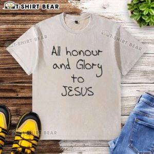 Official Gabriel Magalhaes All Honour And Glory To Jesus washed T-shirt featuring a stylish design and vibrant colors.