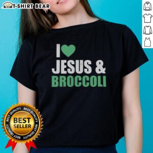 Official I Love Jesus and Broccoli Ladies Tee featuring a fun graphic design, perfect for expressing faith and love for veggies.