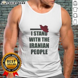 Official I Stand With The Iranian People tank top featuring bold text design, supporting Iranian human rights and freedom.
