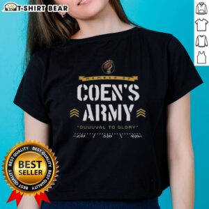 Alt Text: Official Jacksonville Jaguars football tee for women, showcasing Coen's Army Duuuval to Glory design.
