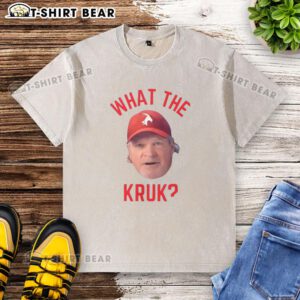 Official John Kruk Philadelphia Phillies MLB 'What The Kruk' Big Face T-Shirt featuring a bold graphic design.