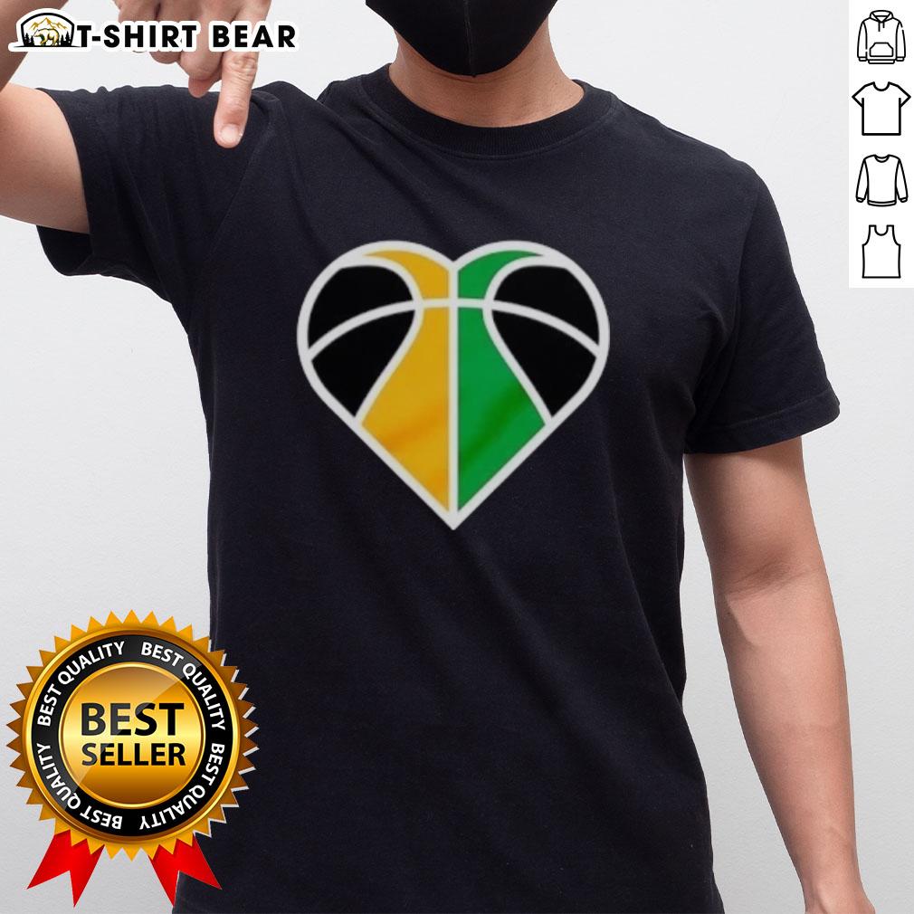 Official Utah Jazz Basketball Heart Logo T-Shirt featuring a vibrant heart logo and team colors, perfect for fans.