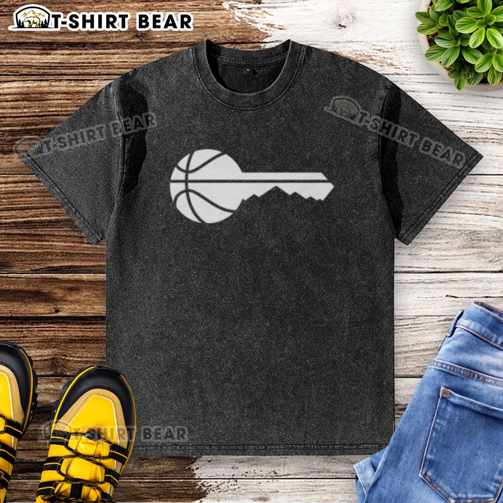 Official Utah Jazz Basketball Key Logo Washed T-Shirt featuring team colors and logo for fans and collectors.