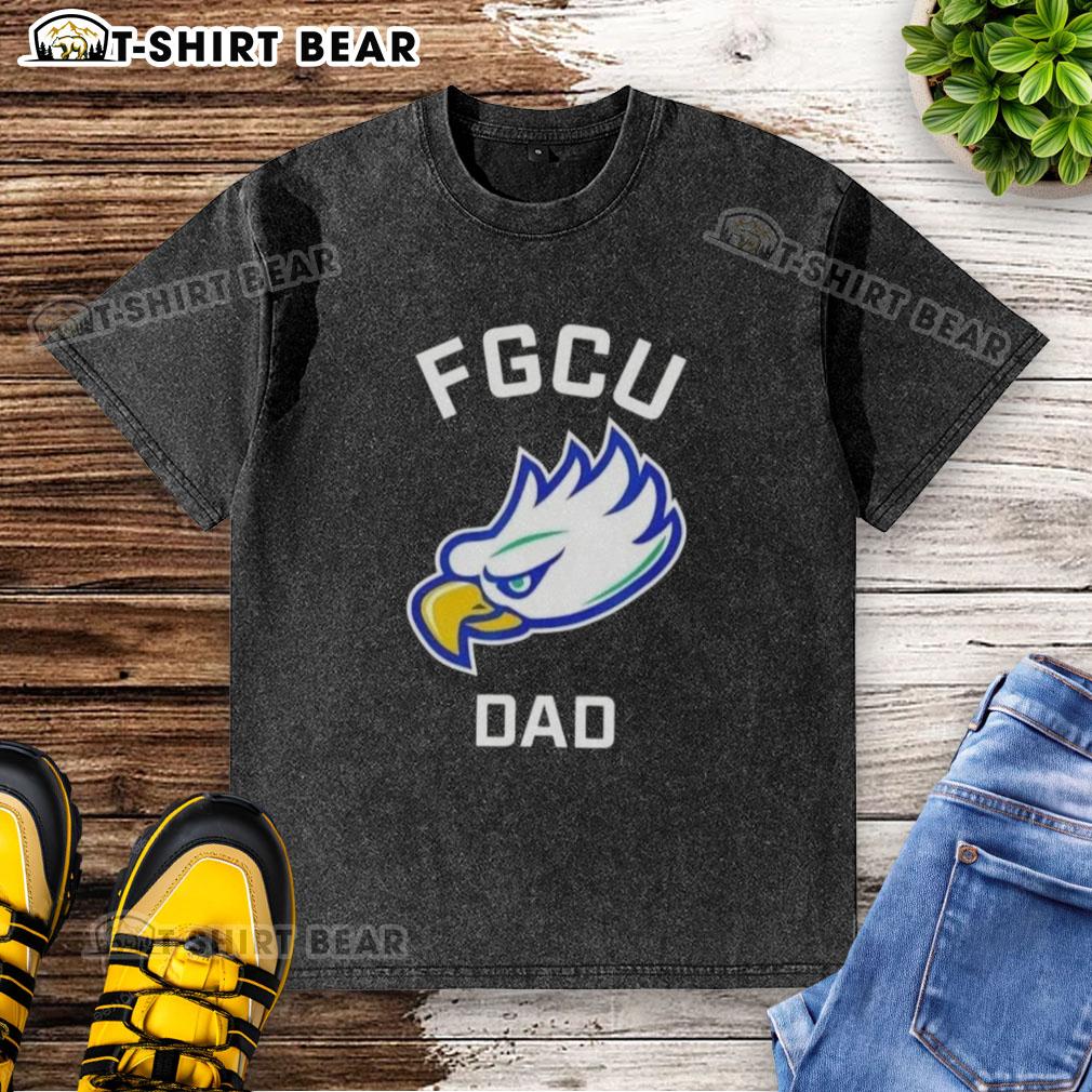 Original Florida Gulf Coast University FGCU Eagles arched dad washed t-shirt in green, perfect for fans and alumni.