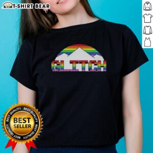 Original Glitch Denver Nuggets Basketball Pride Mountain Ladies Tee showcasing vibrant graphics and team spirit.