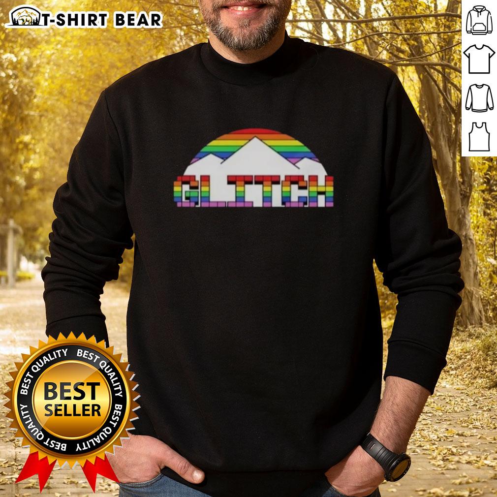 Original Glitch Denver Nuggets Basketball Pride Mountain Sweatshirt featuring vibrant graphics and a cozy design.