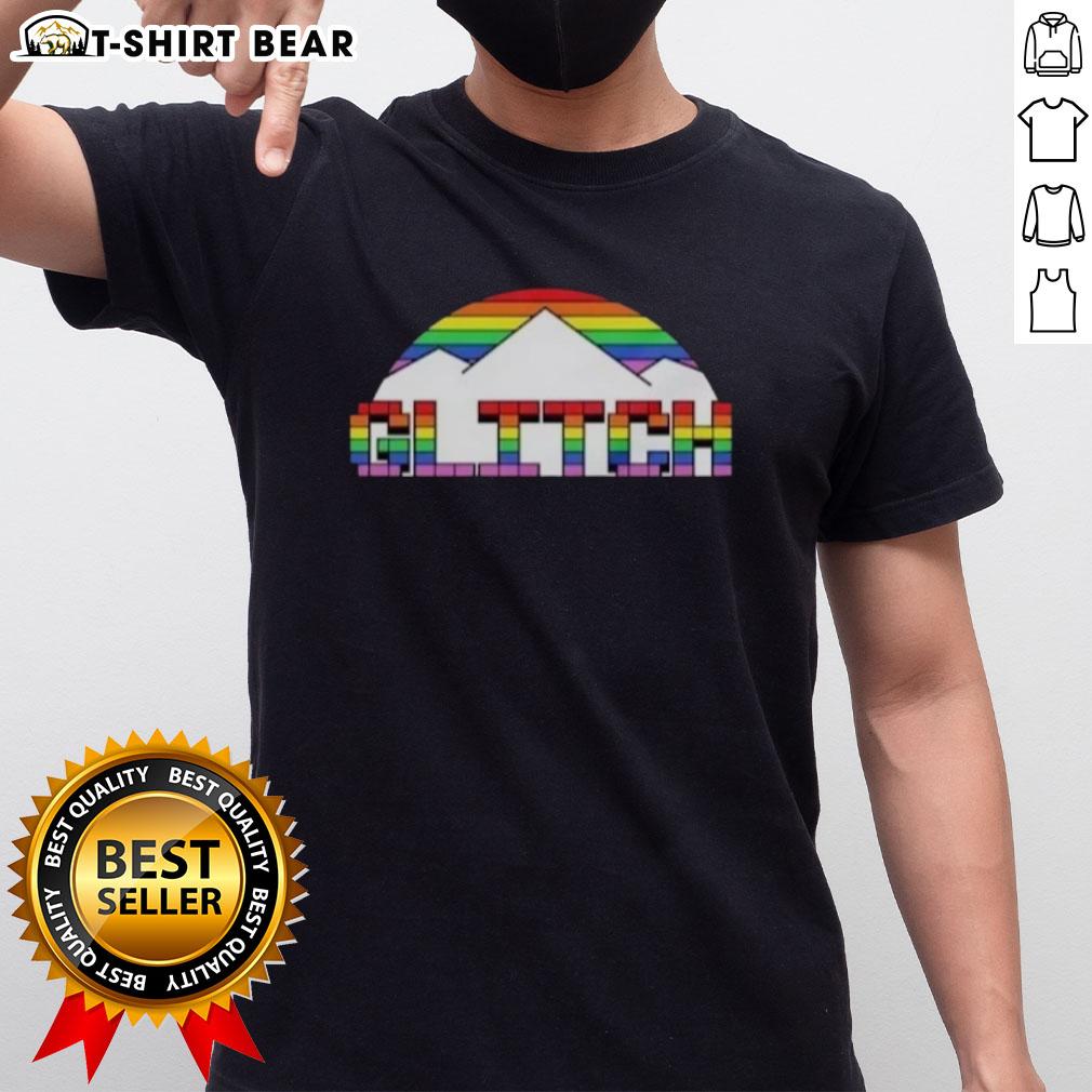 Original Glitch Denver Nuggets Basketball Pride Mountain T-Shirt showcasing vibrant colors and a stylish design.