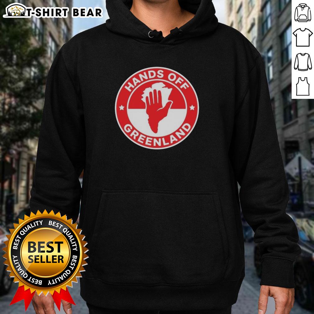 Original Greenland Hands Off Logo Hoodie in vibrant green, showcasing unique design and comfortable style.