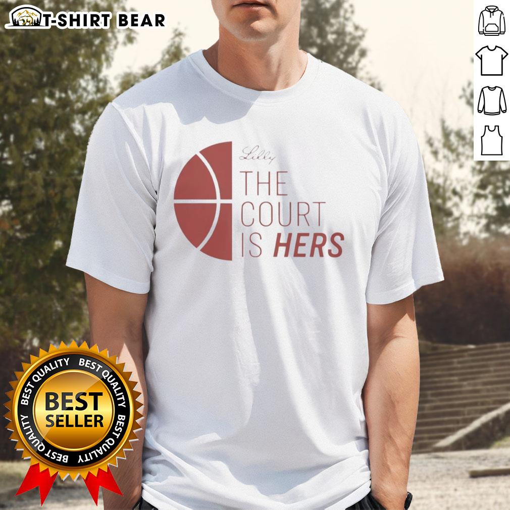 Alt Text: Original Lilly The Court Is Hers T-Shirt featuring vibrant colors and stylish design, perfect for tennis enthusiasts.