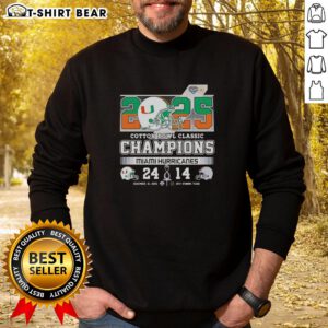 Original Miami Hurricanes beat Ohio State Buckeyes Cotton Bowl Classic 2025 sweatshirt featuring team logos and vibrant colors.