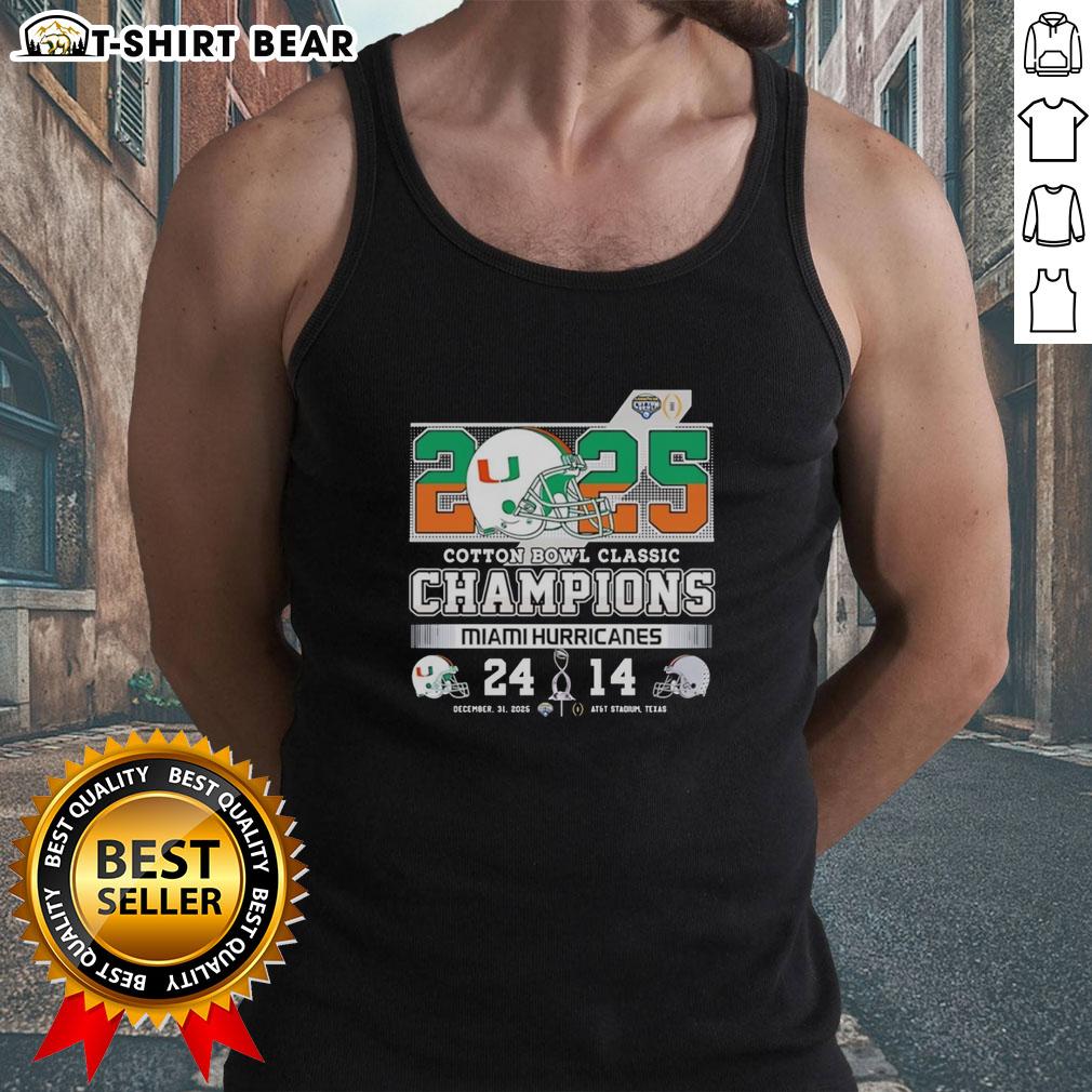 Original Miami Hurricanes Beat Ohio State Buckeyes Cotton Bowl Classic 2025 Tank Top featuring team colors and logo.