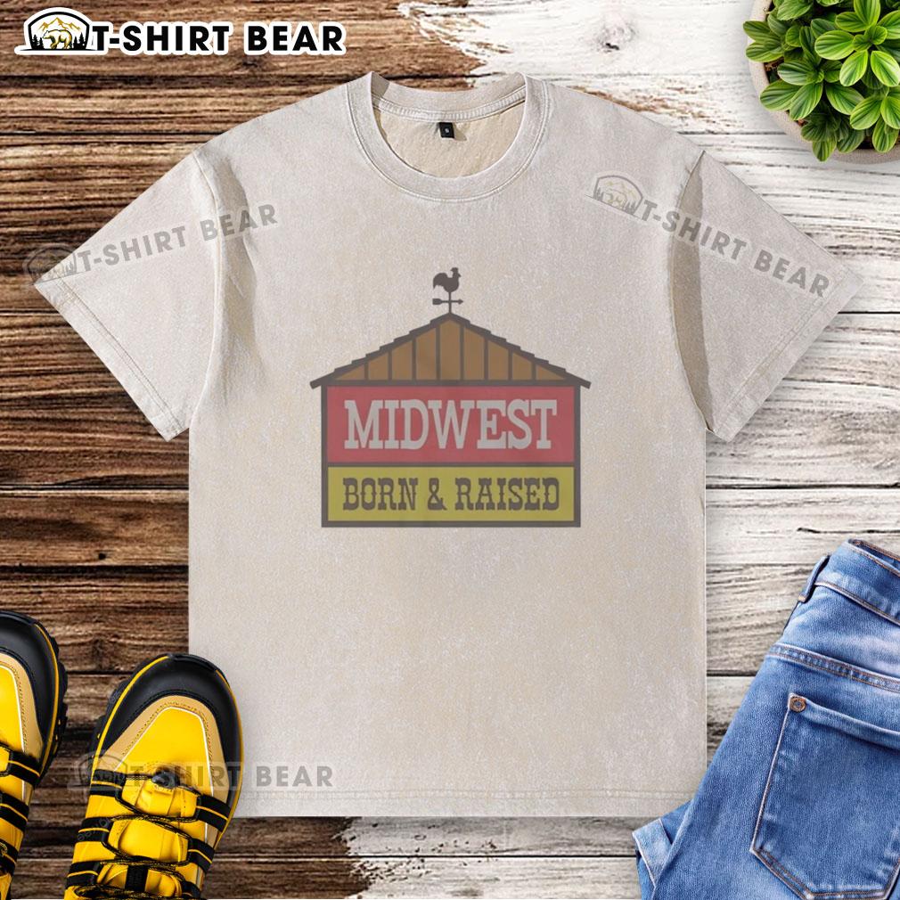 Alt Text: Original Midwest Fuel 'Born and Raised' Indiana washed t-shirt, showcasing pride in Indiana with a stylish design.