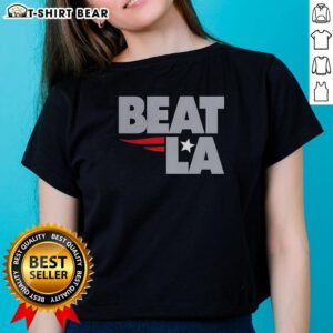 Original New England Patriots Beat La Ladies Tee featuring vibrant team colors and logo, perfect for Patriots fans.