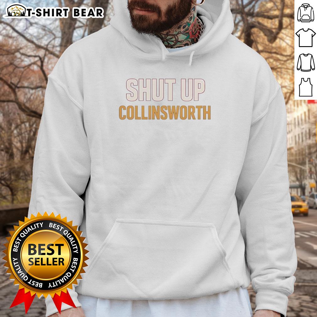 Funny hoodie featuring Cris Collinsworth with 'Shut Up' slogan, perfect for football fans and casual wear.