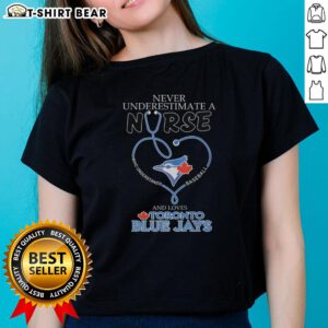 Alt Text: Original Toronto Blue Jays tee featuring 'Never Underestimate a Nurse Who Understands Baseball and Loves Ladies'
