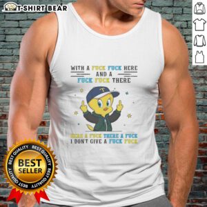 Original Tweety Bird tank top featuring a playful middle finger design and humorous text for a fun fashion statement.