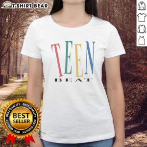 Premium Teen Beat nostalgic ladies tee featuring vibrant graphics and retro design, perfect for fans of 90s pop culture.
