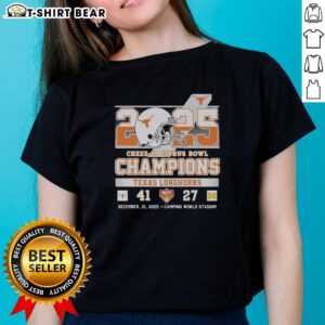 Alt Text: Vintage ladies tee celebrating the 2025 Cheez-It Citrus Bowl Champions, Texas Longhorns, in vibrant colors.