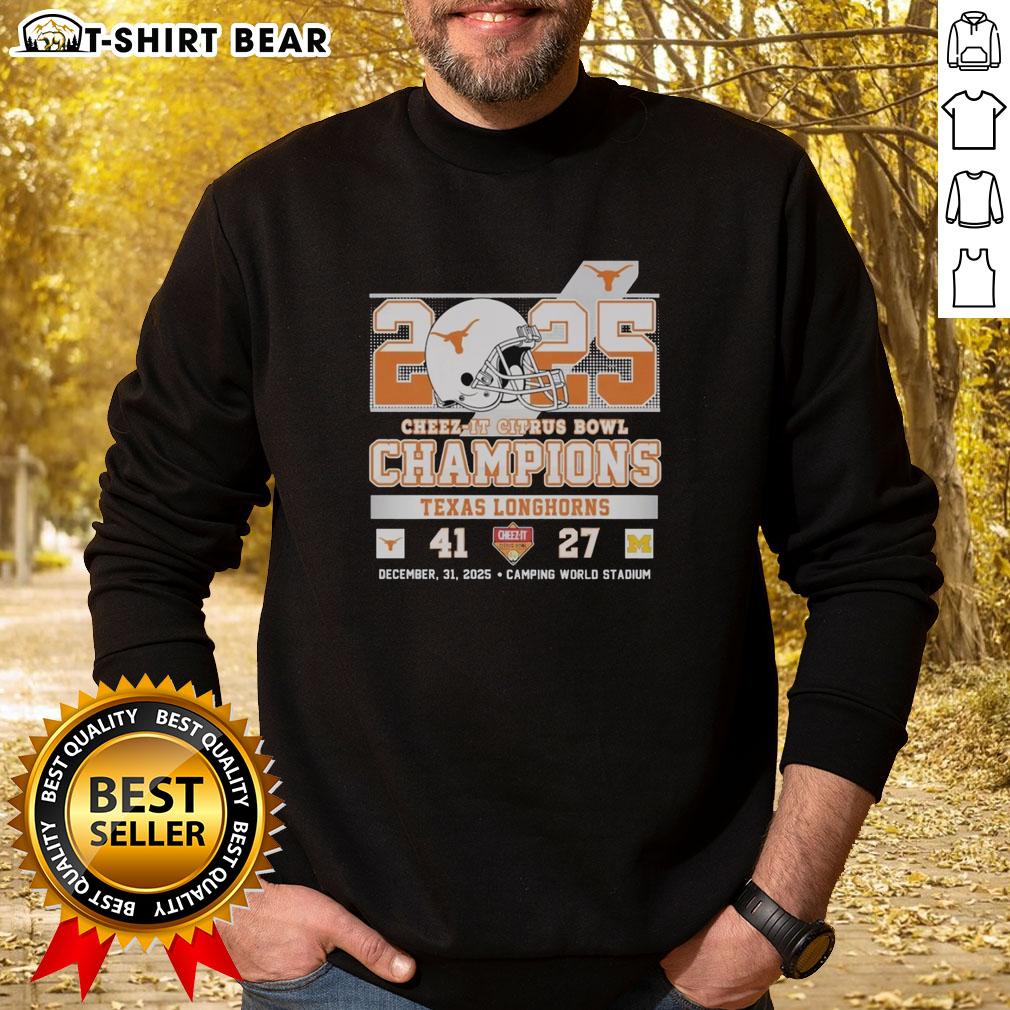 Vintage sweatshirt celebrating Texas Longhorns as 2025 Cheez-It Citrus Bowl Champions in vibrant colors.