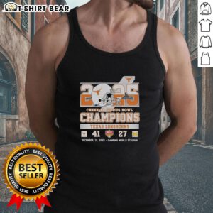 Alt Text: Vintage tank top featuring 2025 Cheez-It Citrus Bowl Champions Texas Longhorns design in bold colors.