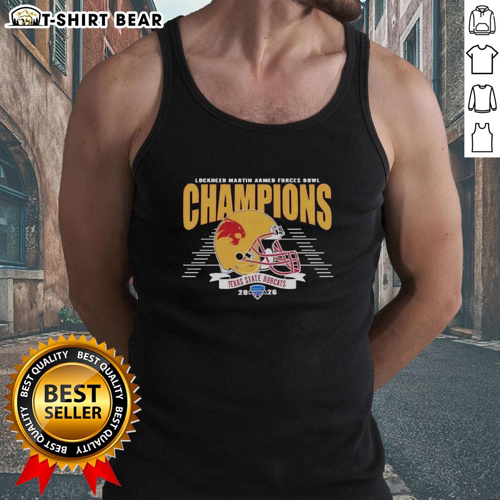 Texas State Bobcats Football Champions tank top celebrating 2026 Armed Forces Bowl victory, vibrant and stylish design.
