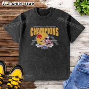 Texas State Bobcats football champions celebrate in a stylish 'Pretty 2026 Armed Forces Bowl' washed t-shirt.
