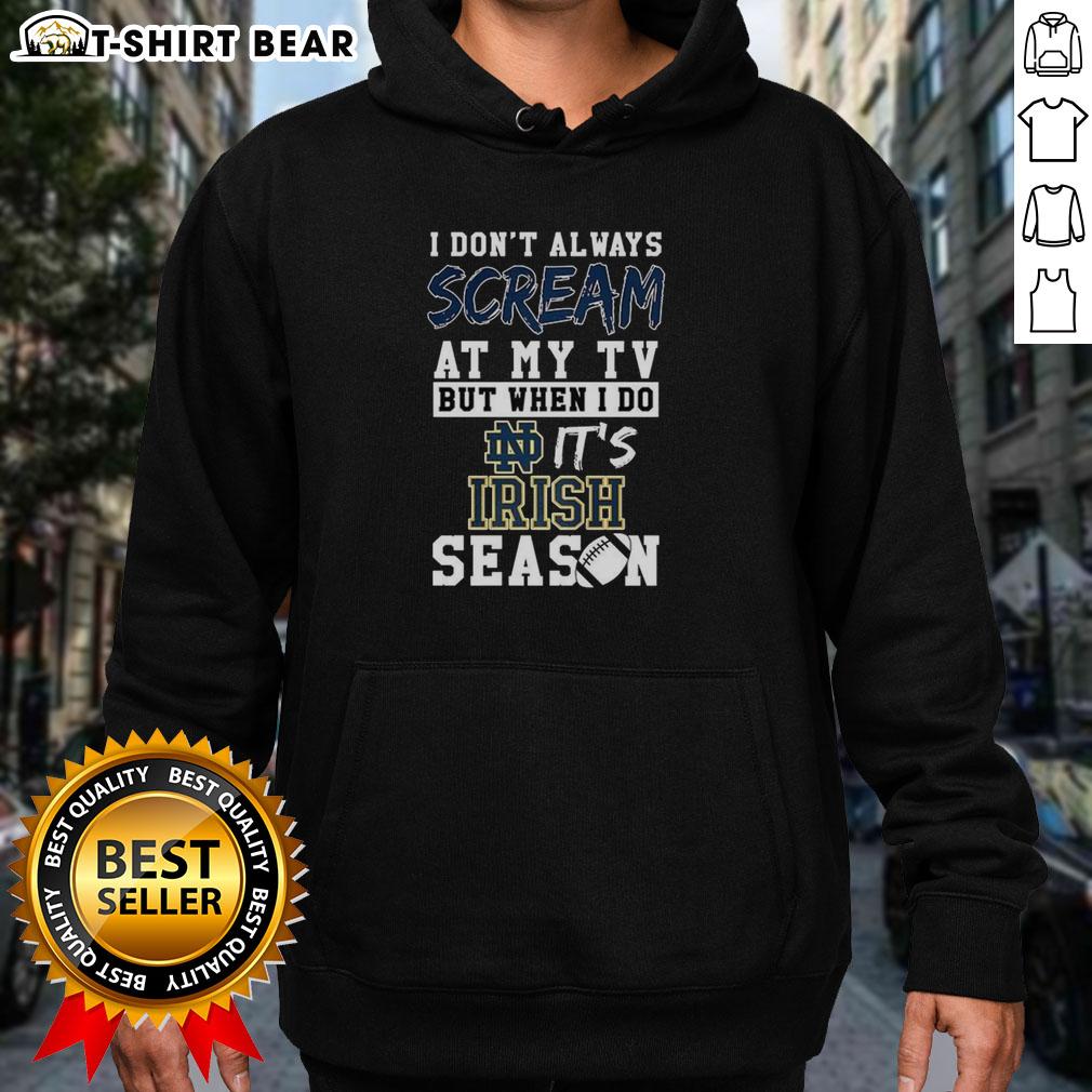 Notre Dame Fighting Irish NCAA football hoodie, perfect for game days and showing team spirit while cheering at the TV.