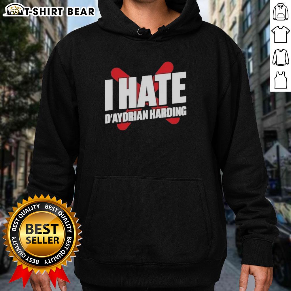 Alt Text: Stylish 'Pretty I Hate Daydrian Harding' hoodie displayed on a mannequin, showcasing its vibrant design and cozy fit.