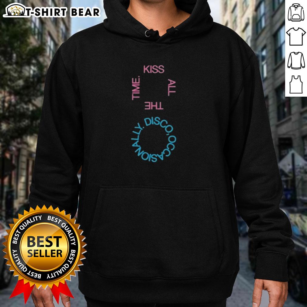 Pretty Kiss All The Time Disco Logo Hoodie in vibrant colors, showcasing a trendy design perfect for stylish outfits.
