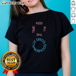 Pretty Kiss All The Time Disco Logo Ladies Tee showcasing a vibrant, stylish design perfect for casual wear.