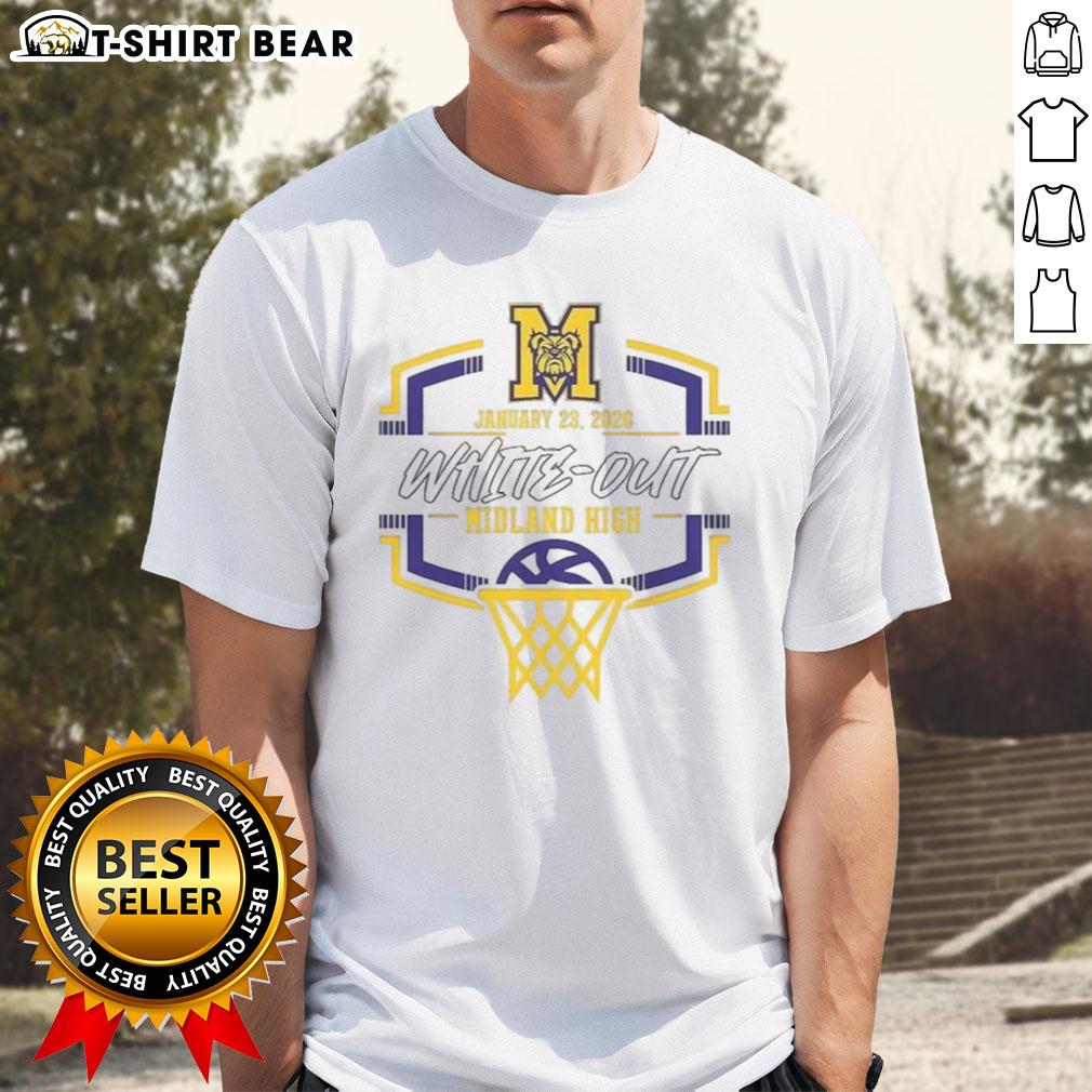 Pretty Midland Bulldog Basketball White-Out Midland High 2026 T-Shirt featuring bold graphics and team colors.