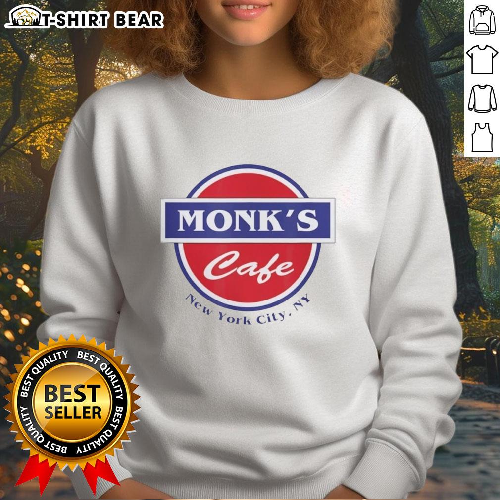 Pretty Monks Cafe sweatshirt featuring vibrant design, perfect for cozy NYC vibes in New York City, NY.