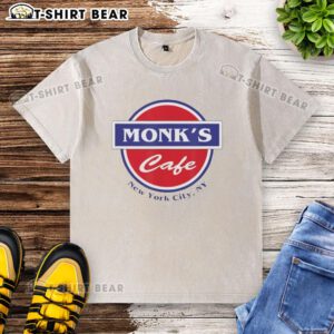 Pretty Monks Cafe in New York City, NY featuring a stylish washed t-shirt design with vibrant colors and unique graphics.