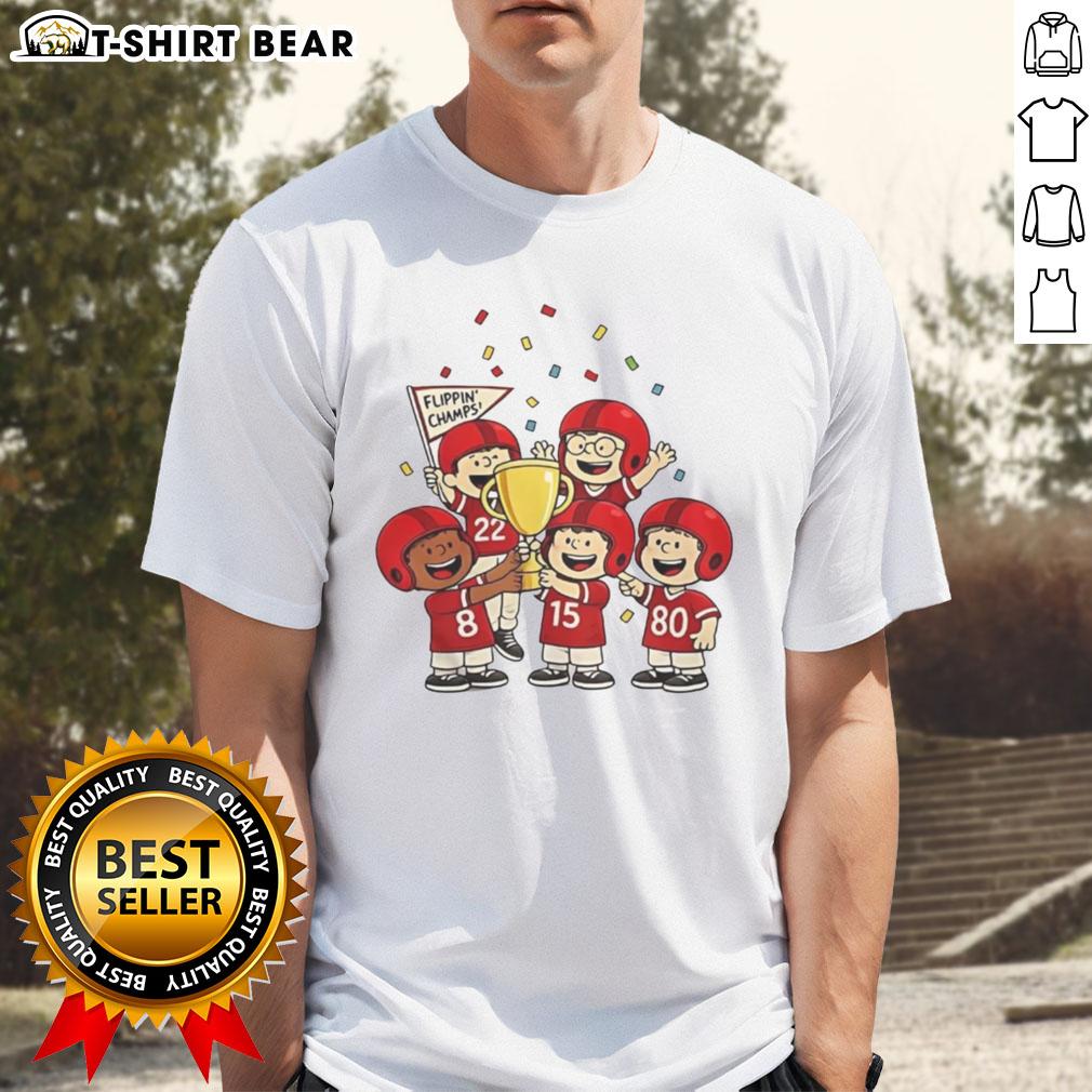 Pretty The Peanuts Flippin' Champs Peanuts T-Shirt featuring colorful cartoon graphics and a fun design for fans.