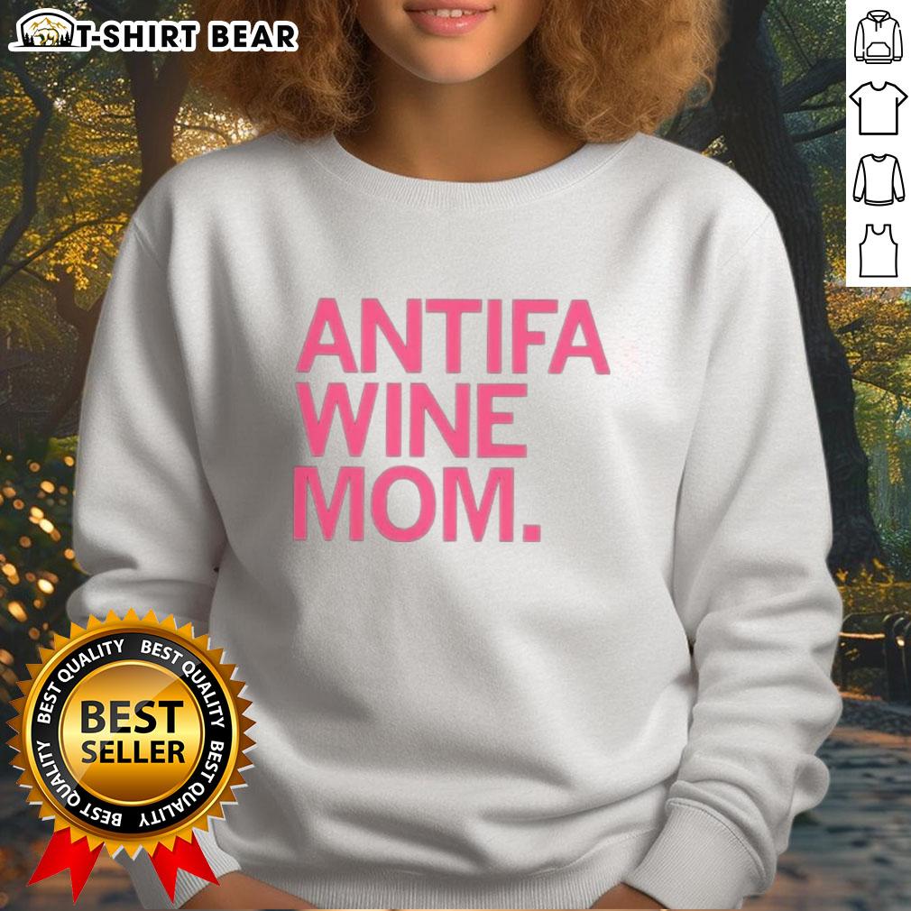 Cozy Top Antifa Wine Mom Sweatshirt in black, featuring a stylish design perfect for casual and comfortable wear.
