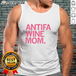 Trendy Top Antifa Wine Mom tank top in black, featuring bold graphic design, perfect for casual outings and activism.