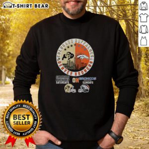 Top Colorado Buffaloes and Denver Broncos helmet logo mashup sweatshirt for game day fans.