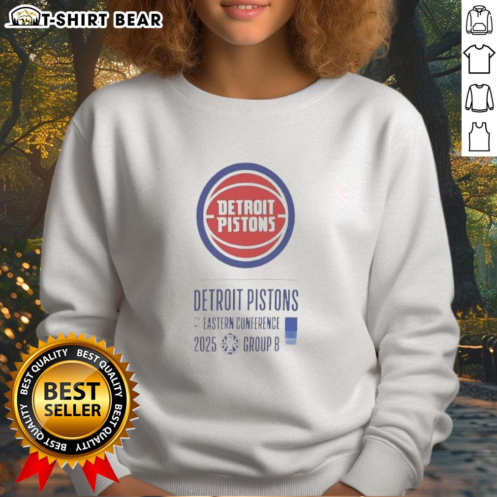 Stylish Top Detroit Pistons Eastern Conference 2025 sweatshirt featuring team logo and vibrant colors for fans.