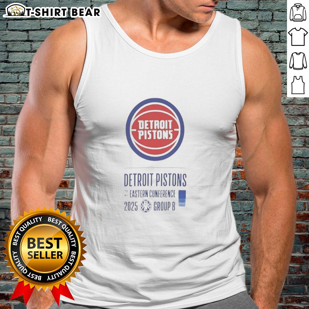Stylish Top Detroit Pistons Eastern Conference 2025 tank top design featuring team colors and logo for fans.
