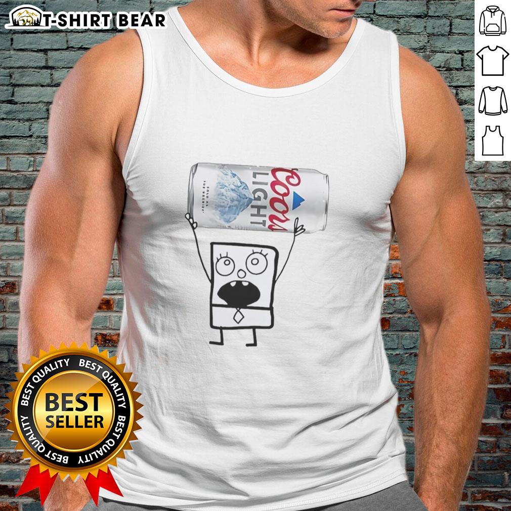 Alt Text: Top Doodlebob wearing a tank top and holding a Coors Light can, showcasing a fun summer vibe and cartoon style.
